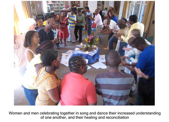 Women and men in celebration